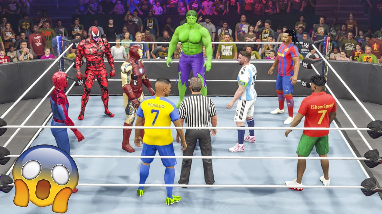 WWE 2K23 - Team Avengers DC Superheroes vs. Team Football Superstar | 8 Man Team Match 4K