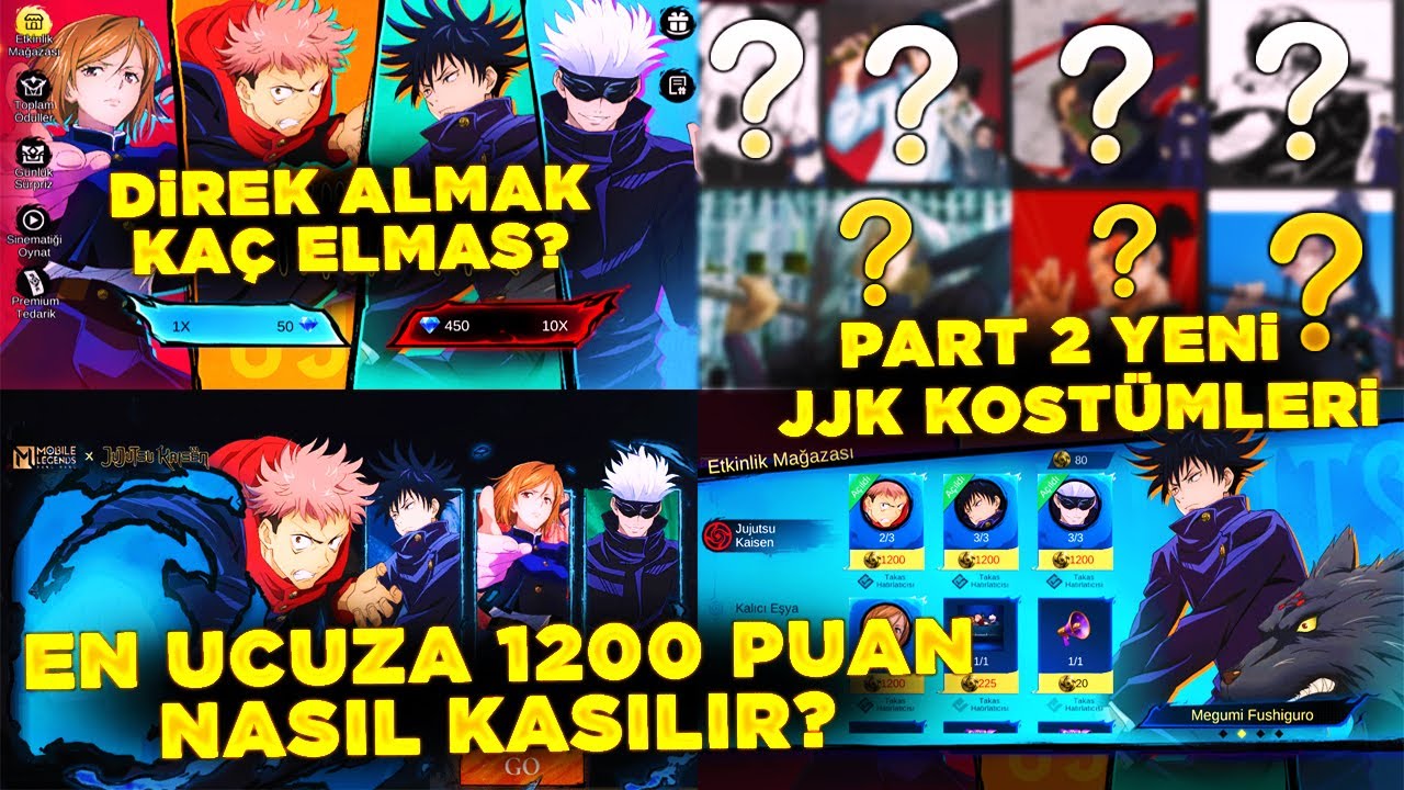 PART 2 YENİ JJK KOSTÜMLERİ KİME GELİYOR MLBB X JUJUTSU KAİSEN KOSTÜMLERİNİ EN UCUZA ALMA TAKTİĞİ VE