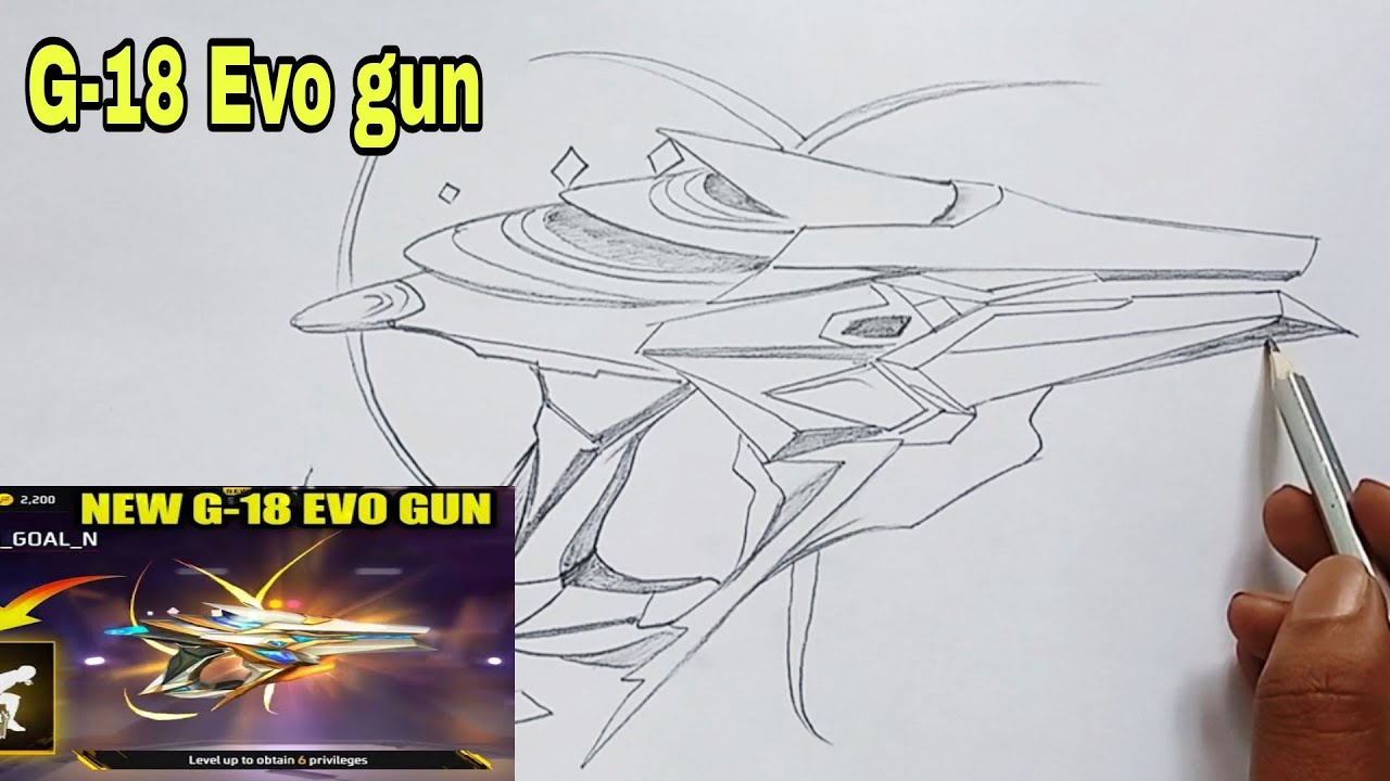 Free fire G-18 evo gun drawing  / New G-18 evo gun drawing/ free fire gun g-18 evo gun drawing s