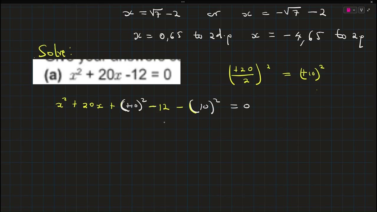 Solving Quadratic Equation by Completing The Square Method