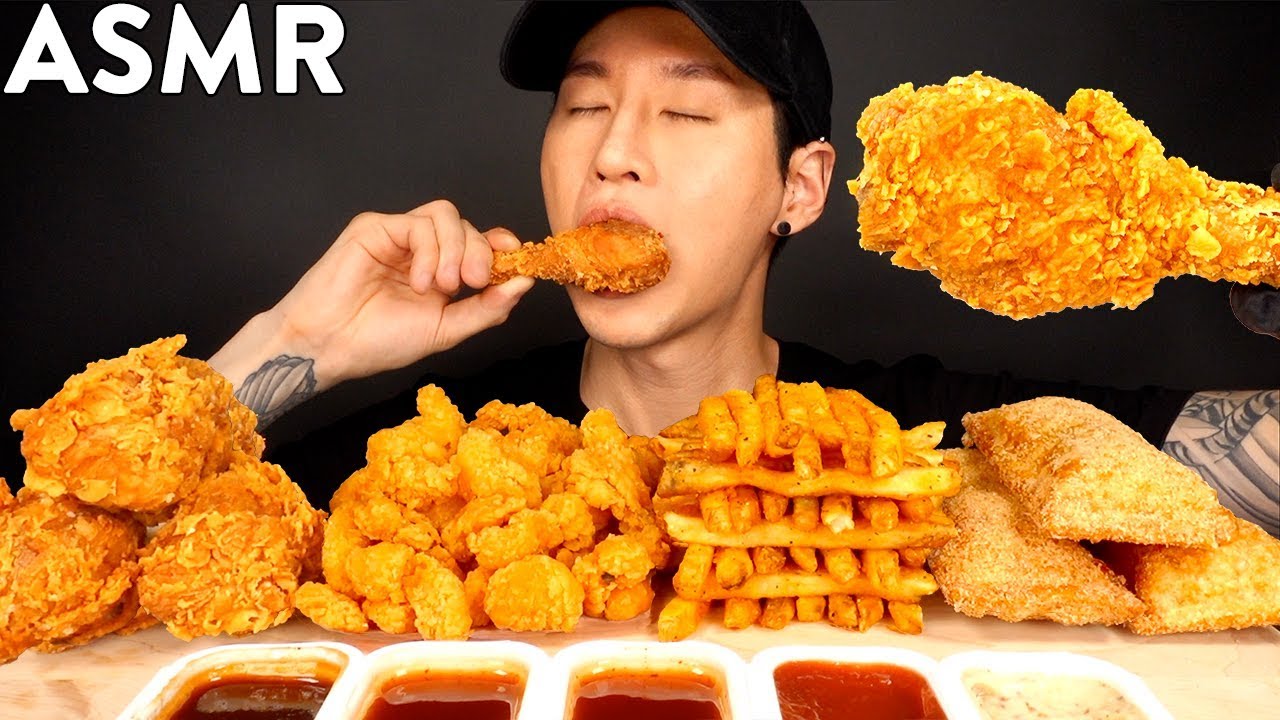 ASMR MOST POPULAR FOOD at POPEYES (Fried Chicken, Popcorn Shrimp, Cajun Fries, Apple Pie) MUKBANG