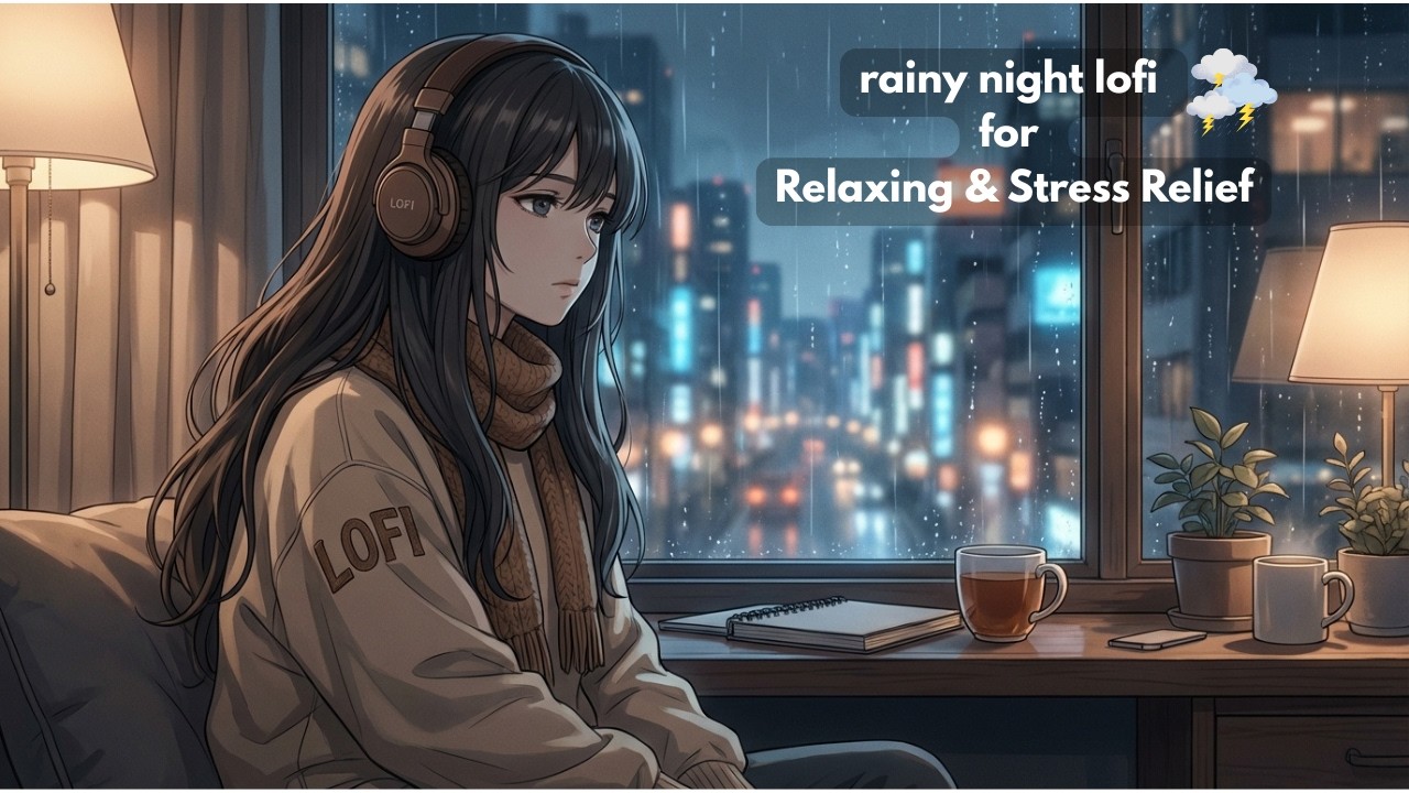 rainy night lofi  for Relaxing & Stress Relief  Listen for 1 hour.
