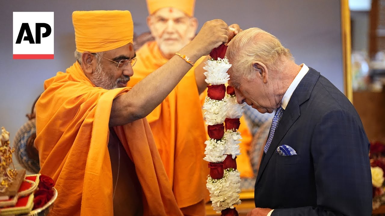 King Charles III and Queen Camilla visit the Hindu temple in Neasden