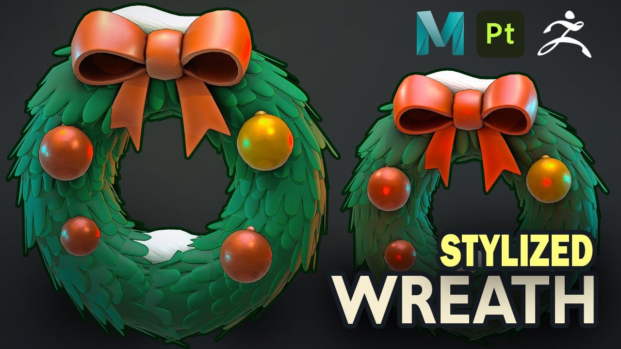 Стилизованная модель венка, созданная в Maya 2026 и Substance Painter