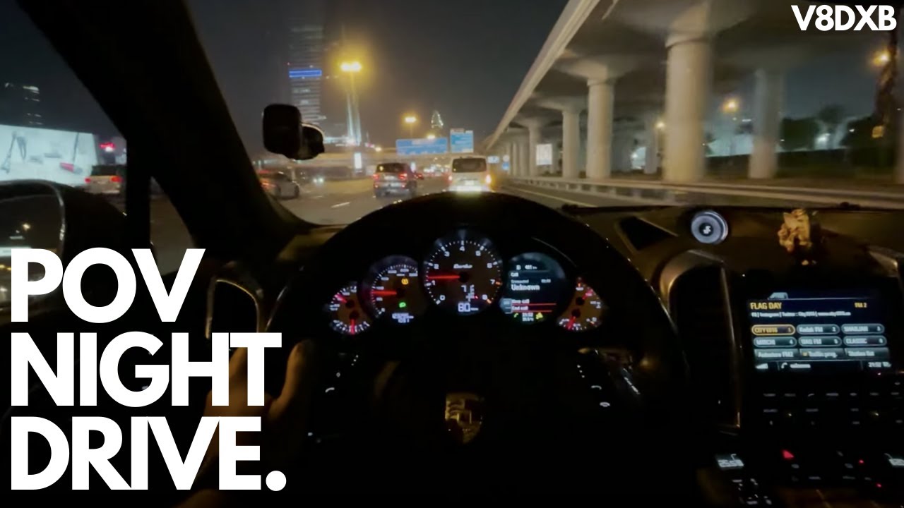 POV Night Drive Dubai | Porsche Cayenne Turbo | V8DXB