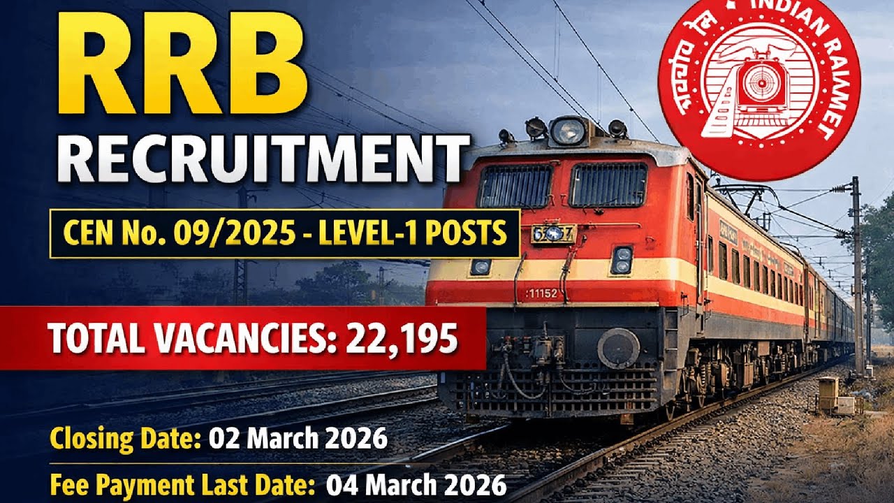 RRB Level 1 Recruitment 2026 | CEN 09/2025 | 22195 Vacancies | Apply Online Details