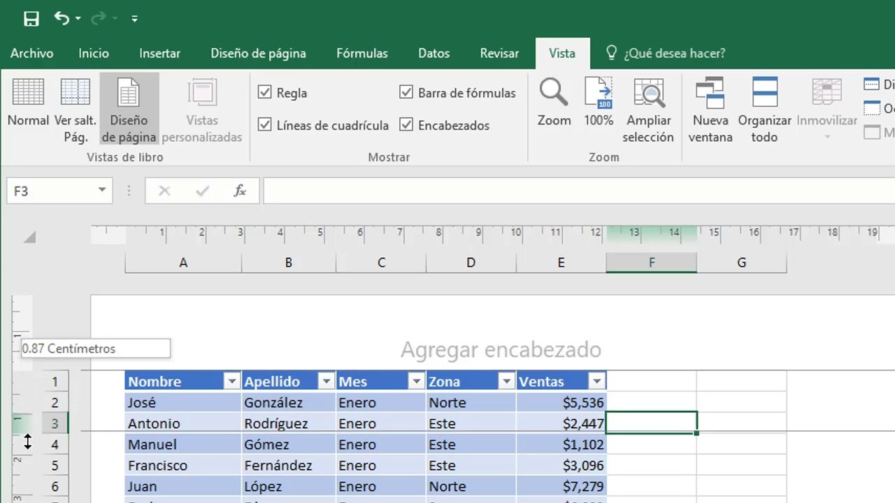 Modificar los márgenes de una hoja de Excel