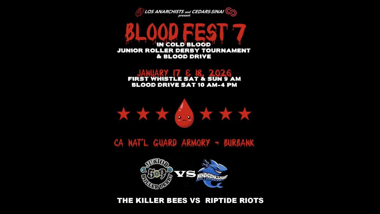LOS ANARCHISTS PRESENT; BLOODFEST 7, 01/17/2026. THE KILLER BEES VS RIPTIDE RIOT.