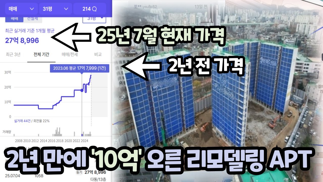 재건축 vs 리모델링 아파트 투자 가장 확실한 비교 (최근 2년간 10억 오른 리모델링 APT 공개)