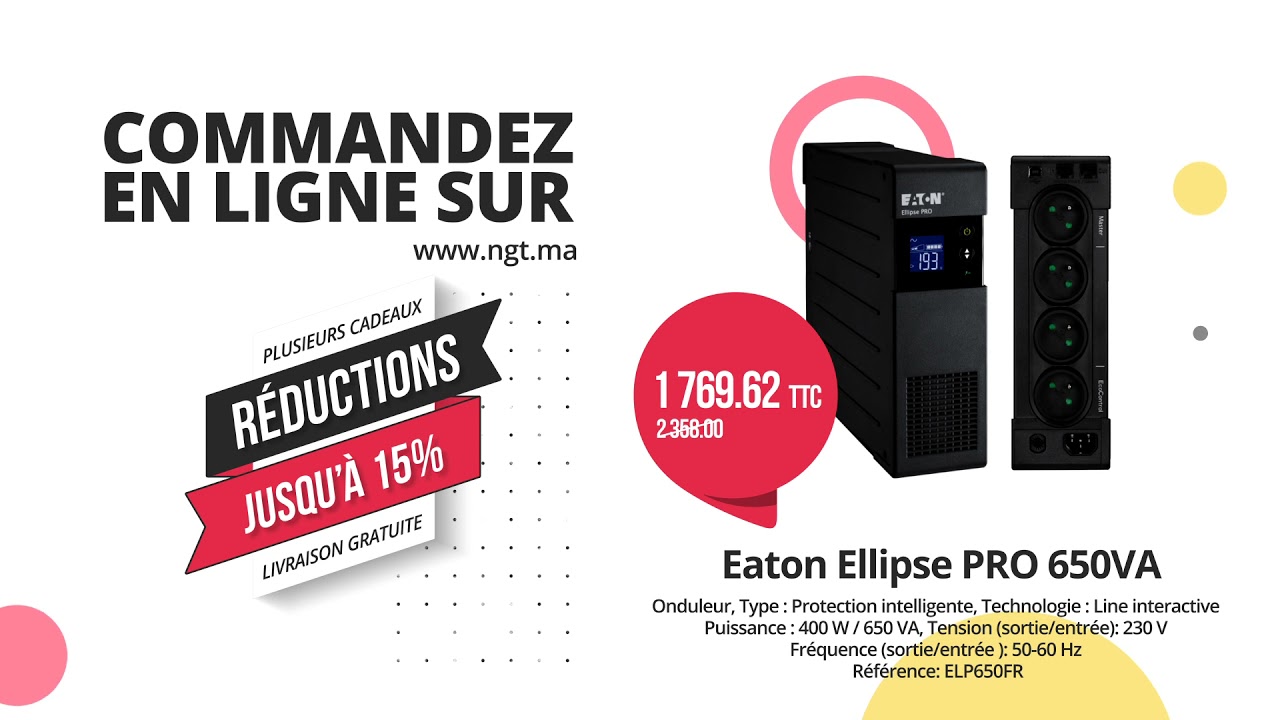 Onduleur Eaton Ellipse PRO 650VA chez NGT Maroc
