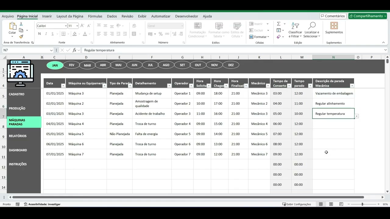 📊 Planilha de Cálculo de OEE em Excel | Controle de Paradas e Eficiência de Máquinas