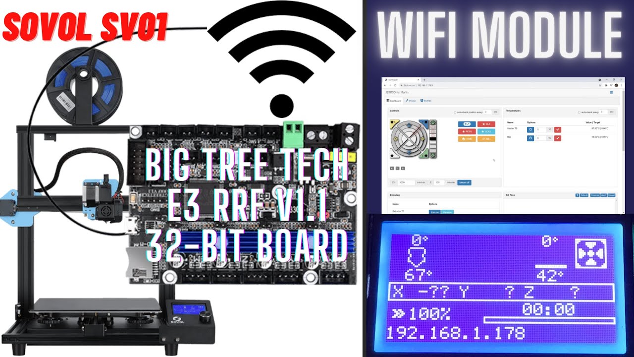 Материнская плата Big Tree Tech E3 RRF 32 бит на Sovol SV01 — включение печати по WiFi с помощью ...