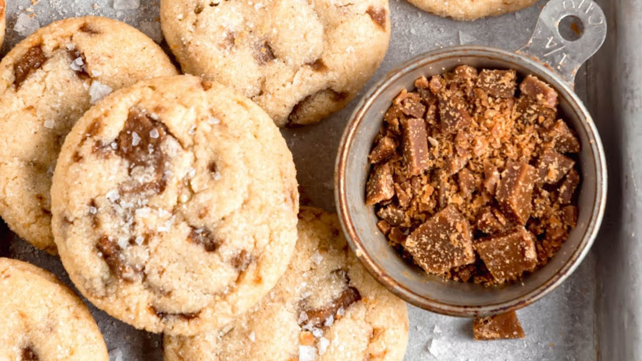 Chewy Buttercrunch Cookies with Homemade Toffee Chips