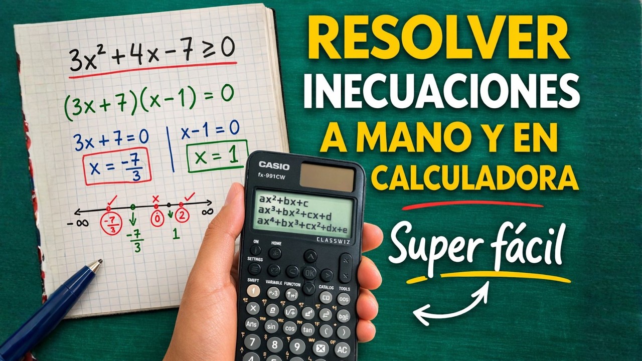 Inecuaciones cuadráticas | A mano y en calculadora