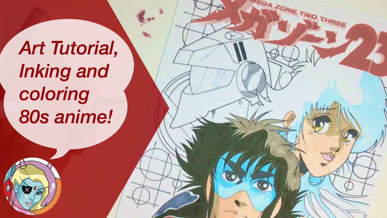 Art Tutorial, Inking and Coloring 80s Anime