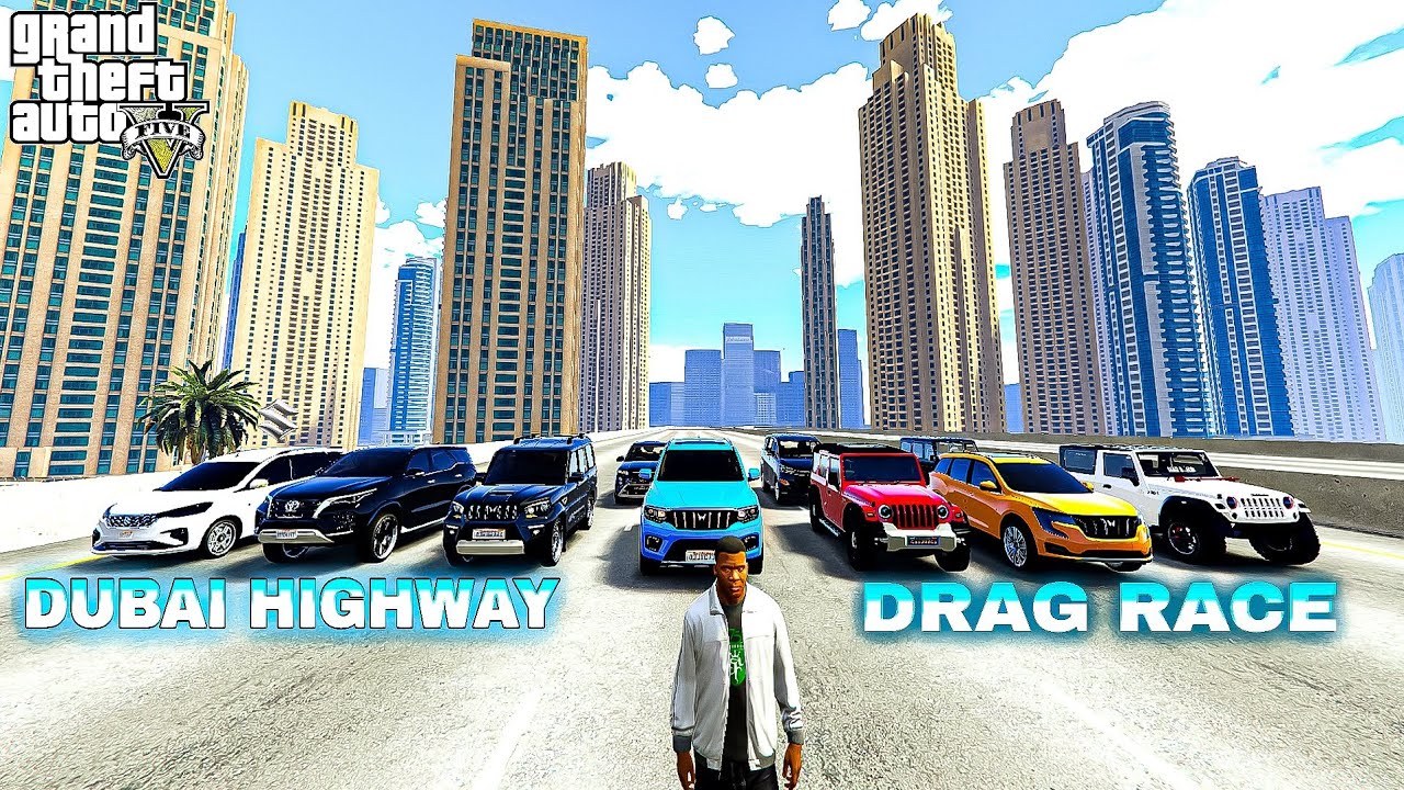 GTA 5: Indian Imported Cars Drag Race in Dubai Famous Highway! 🔥GTA 5 MODS|
