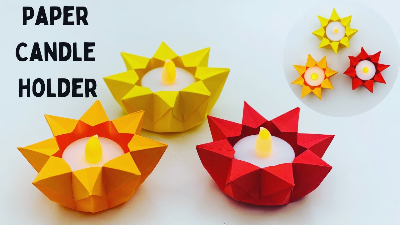 Paper Candle Holder | Diya 🪔 Decoration at Home | Paper Craft | Diwali decoration ideas #diwali