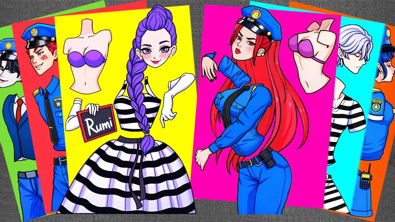 POLICE Girl Mira in LOVE With Prisoner Rumi 😱💙 KPOP Demon Hunters | Sticker Book DIY