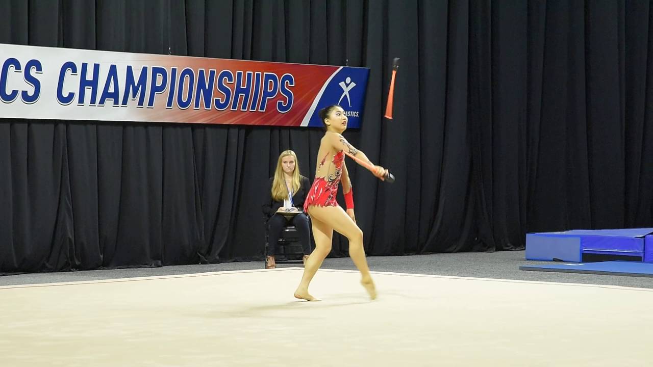 16-year-old Elena Shinohara Clubs at 2016 US National Championships 新体操高校生