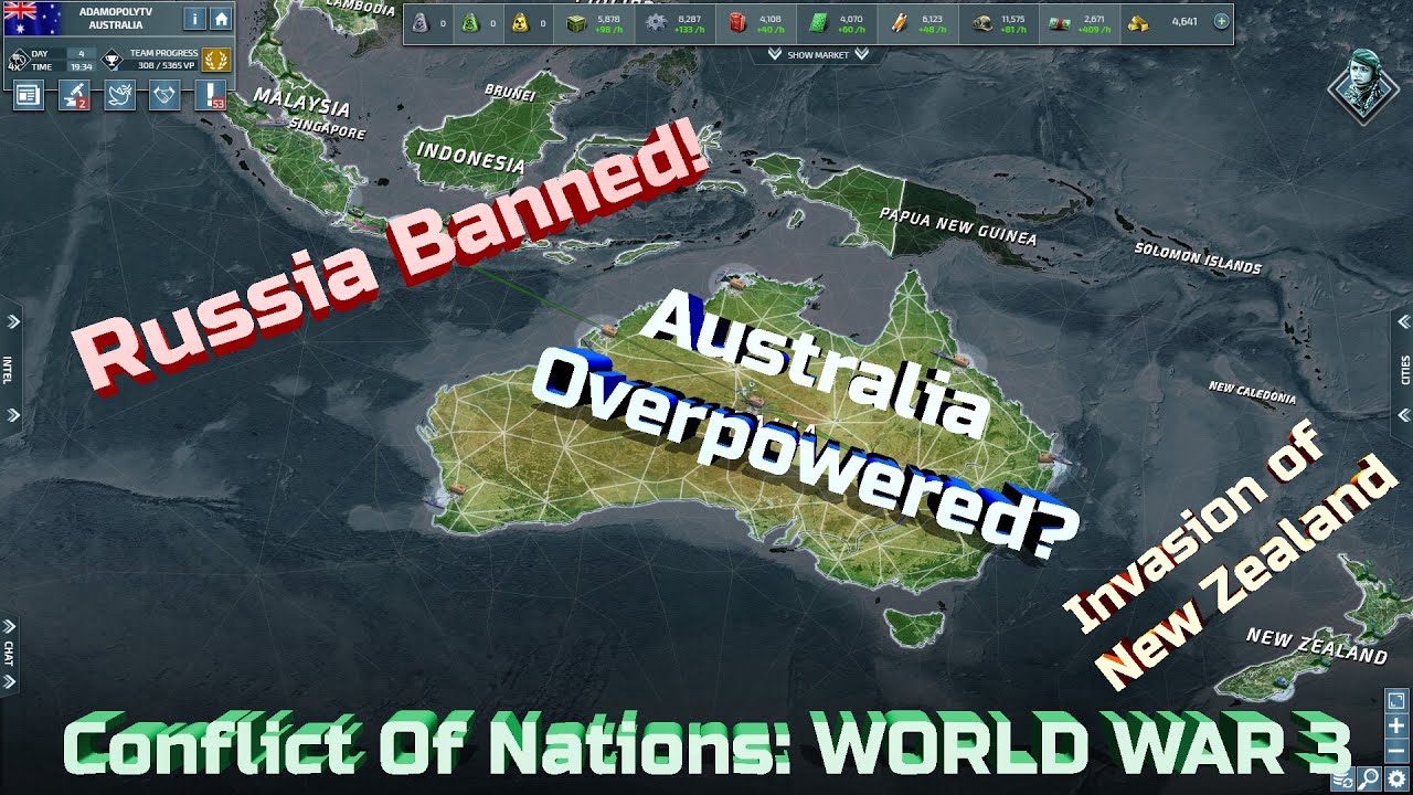 Conflict of Nations Australia Day 1-4 | 4x Speed RUSSA BANNED!