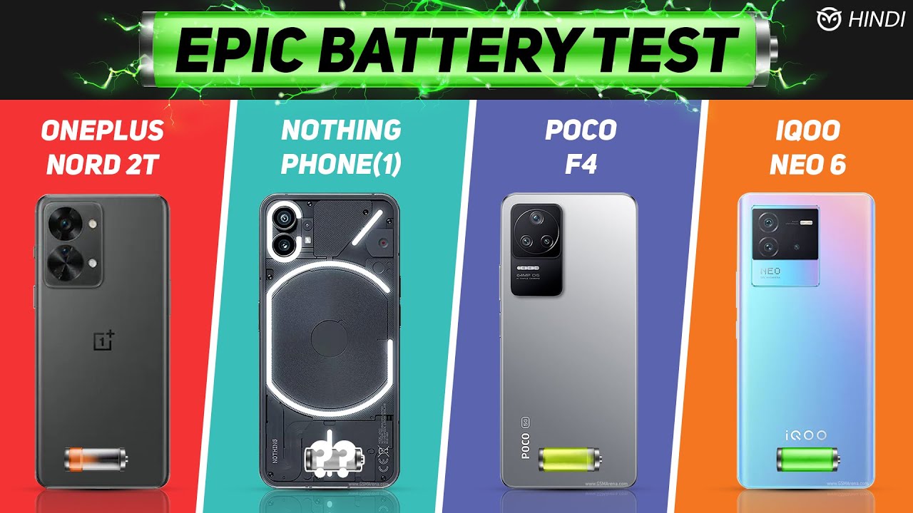 Nothing Phone 1 vs Oneplus Nord 2T, iQOO Neo 6, Poco F4 Battery Drain Test | Charging Test [Hindi]