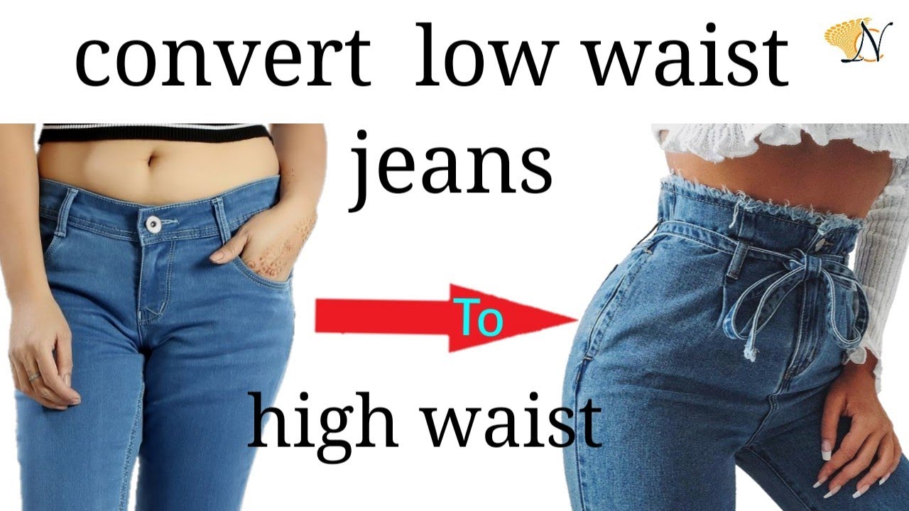 Thrift flip convert low waist/rise jeans to ripped high waist/rise Diy denim/reuse recycle transform