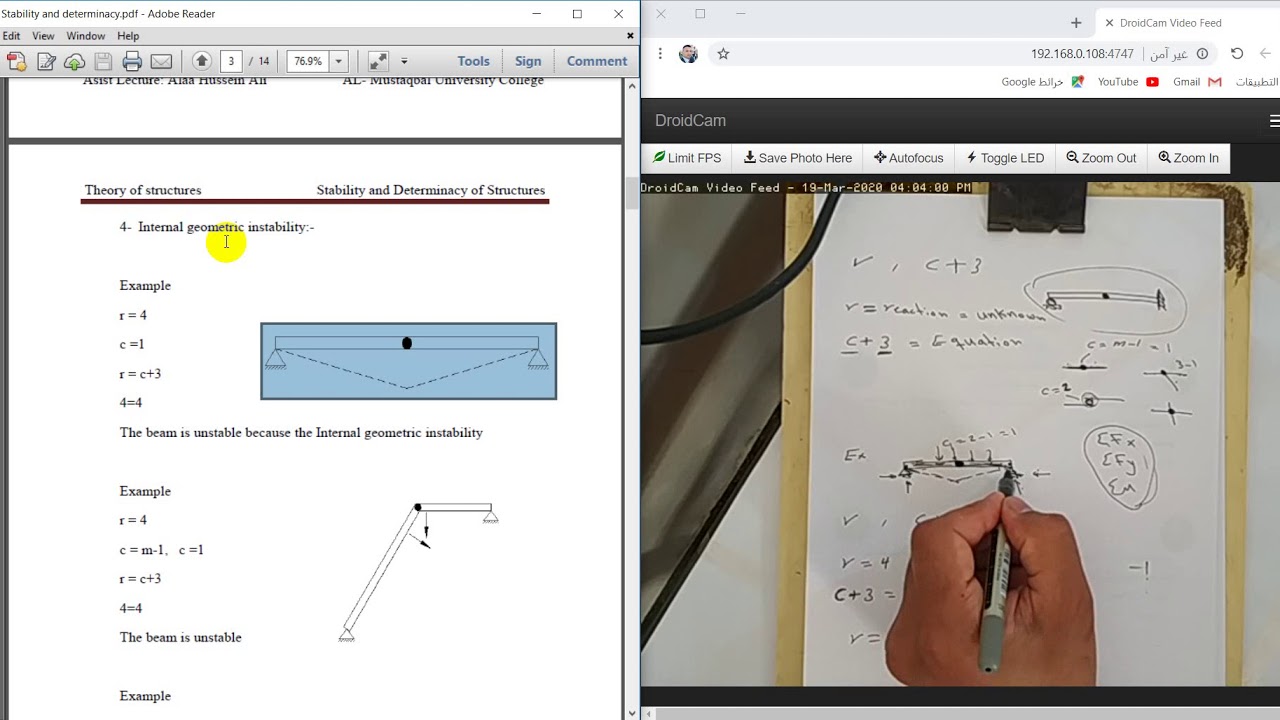 (Lecture  One: Stability & Determinacy of beams (Theory of Structures
