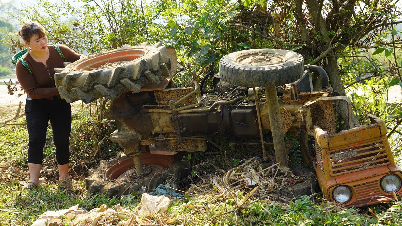 Girl Discovers Kubota Farm Machinery Stuck in Bushes After Flood – Repair and Restoration Journey