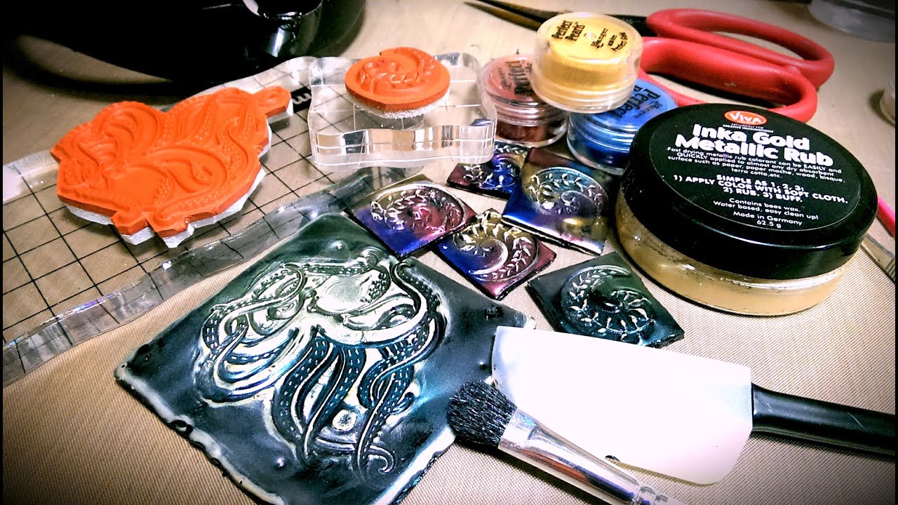 Art Tile Embellishments Using Designs by Ryn Stamps and Black UTEE