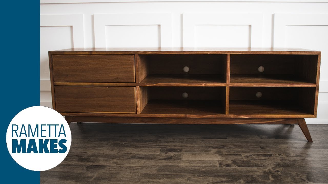 Mid-Century Modern TV Cabinet // DIY Woodworking