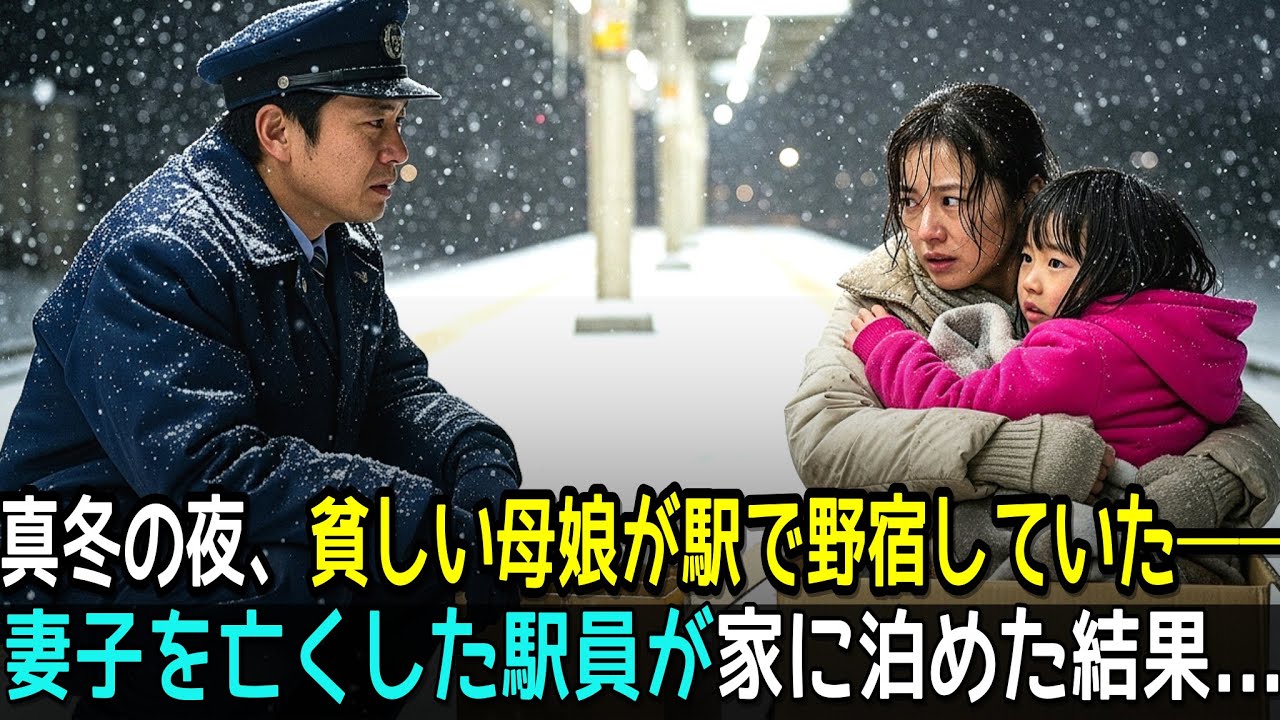 真冬の夜、駅構内で野宿する母娘→妻子を亡くし絶望していた駅員が声をかけた結果…3年後、涙が止まらない