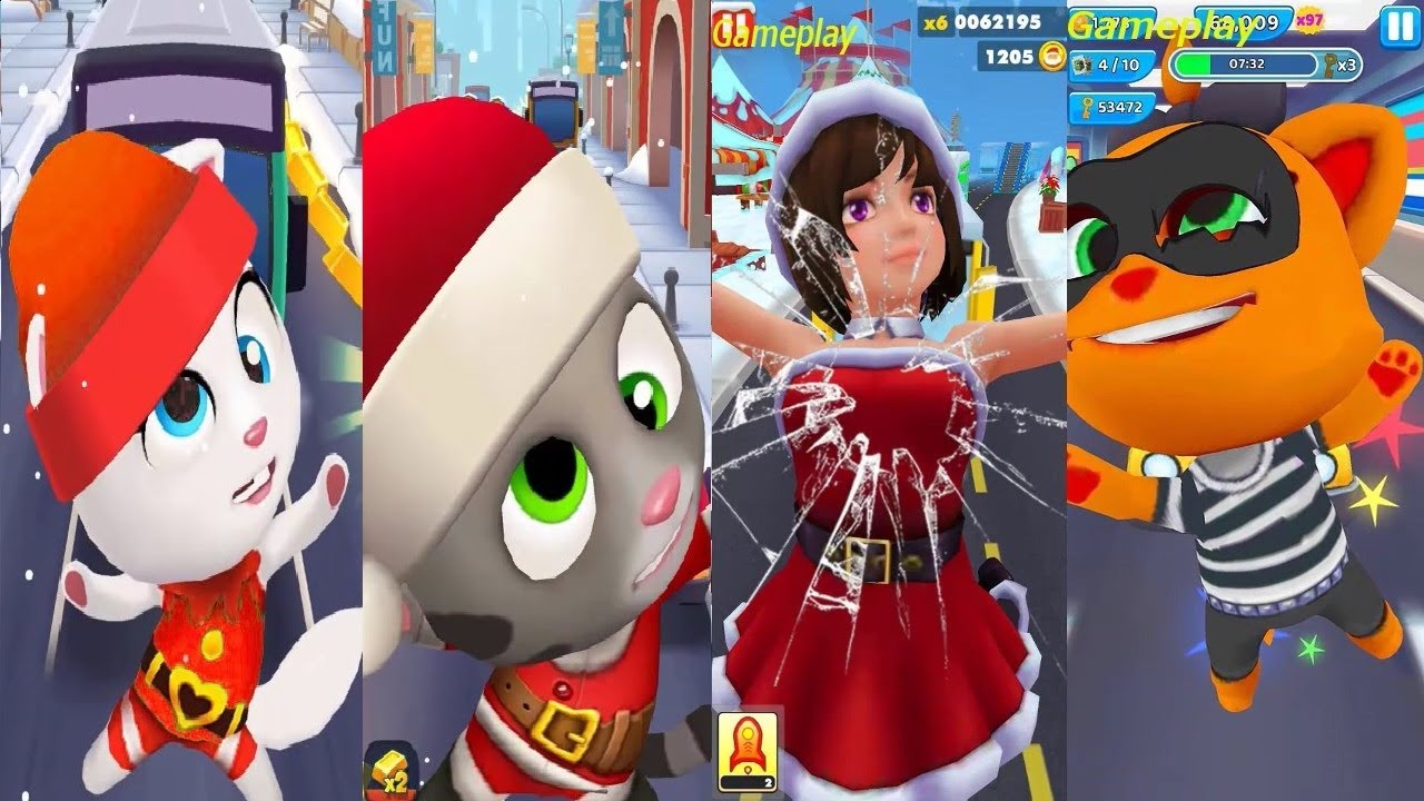 Talking Tom Gold Run New Update Christmas 2022 VS Panda Panda Run Game koko the robber VS Santa Run