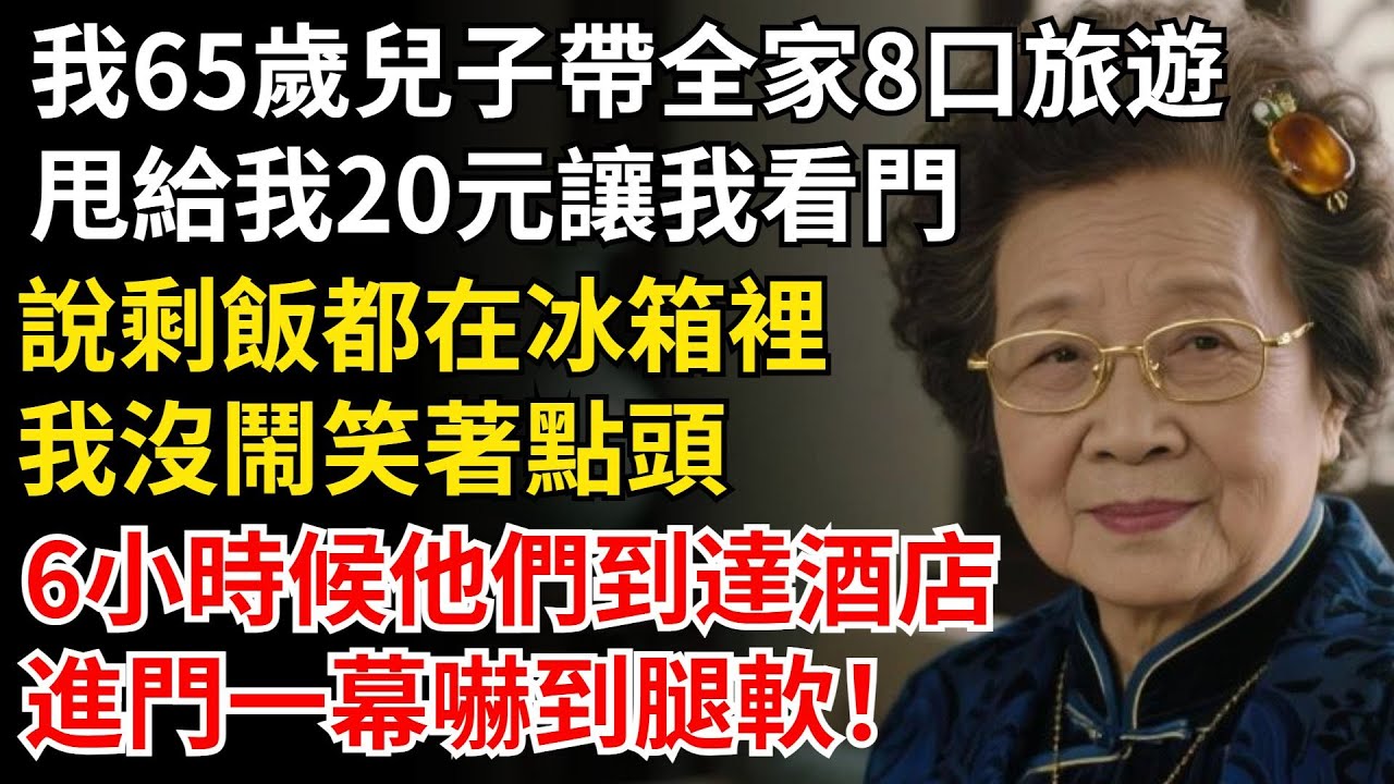 我65歲兒子帶全家8口旅遊，甩給我20元讓我看門，我沒鬧笑著點頭，6小時候他們到達酒店，進門一幕嚇到腿軟！#晚年生活#中老年生活#為人處世#生活經驗#情感故事