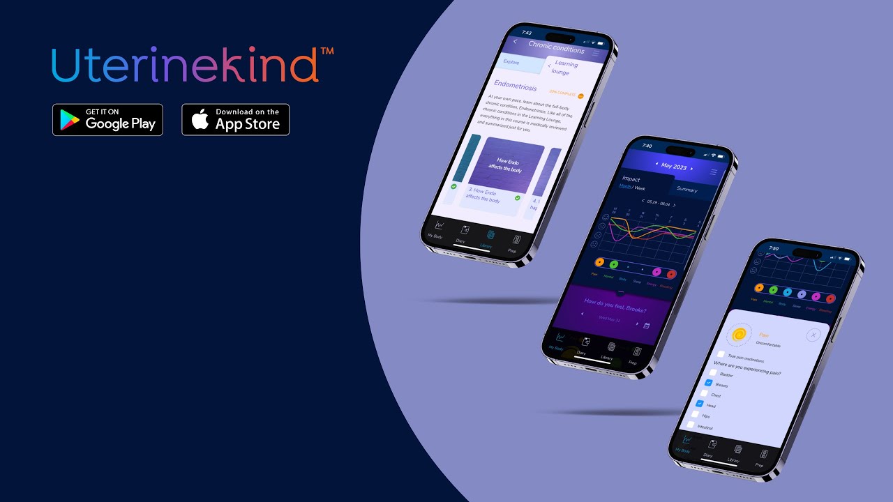 The Uterinekind app: a free period and full-body symptom tracking app with accurate content.