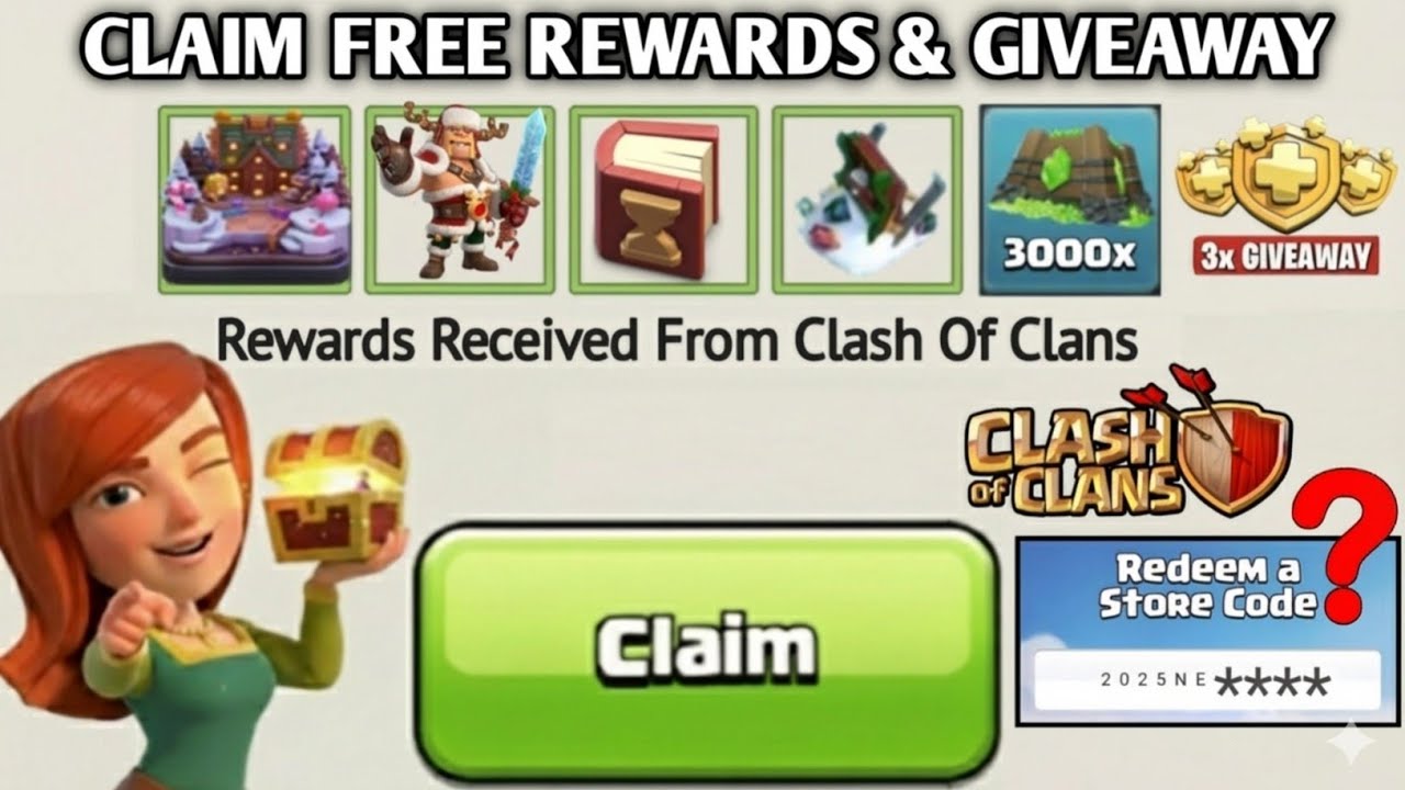 🤩CLAIM FREE REWARDS & GIVEAWAY In Clash Of Clans - Christmas Free Decos,Books,Gems & Redeem Code!✅