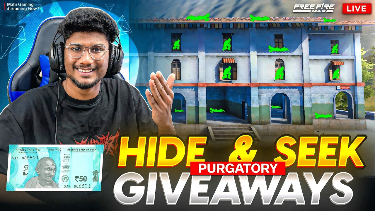 HIDE AND SEEK😱🔥 WITH SUBS❤️|GIVEAWAY💸 |FF LIVE TELUGU | MAHI GAMING IS LIVE #freefire GIVEAWAY 🔥
