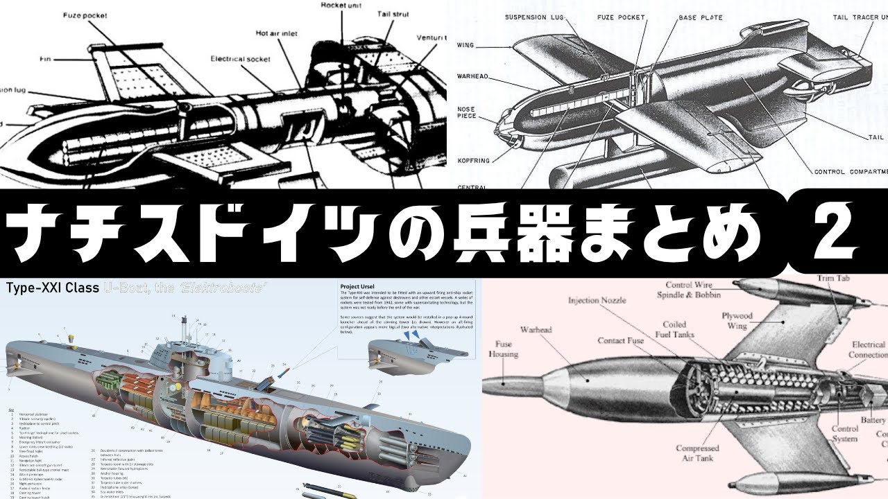 【ナチスドイツ兵器まとめ②】Fritz-X・Hs293・UboatXXI・X-4