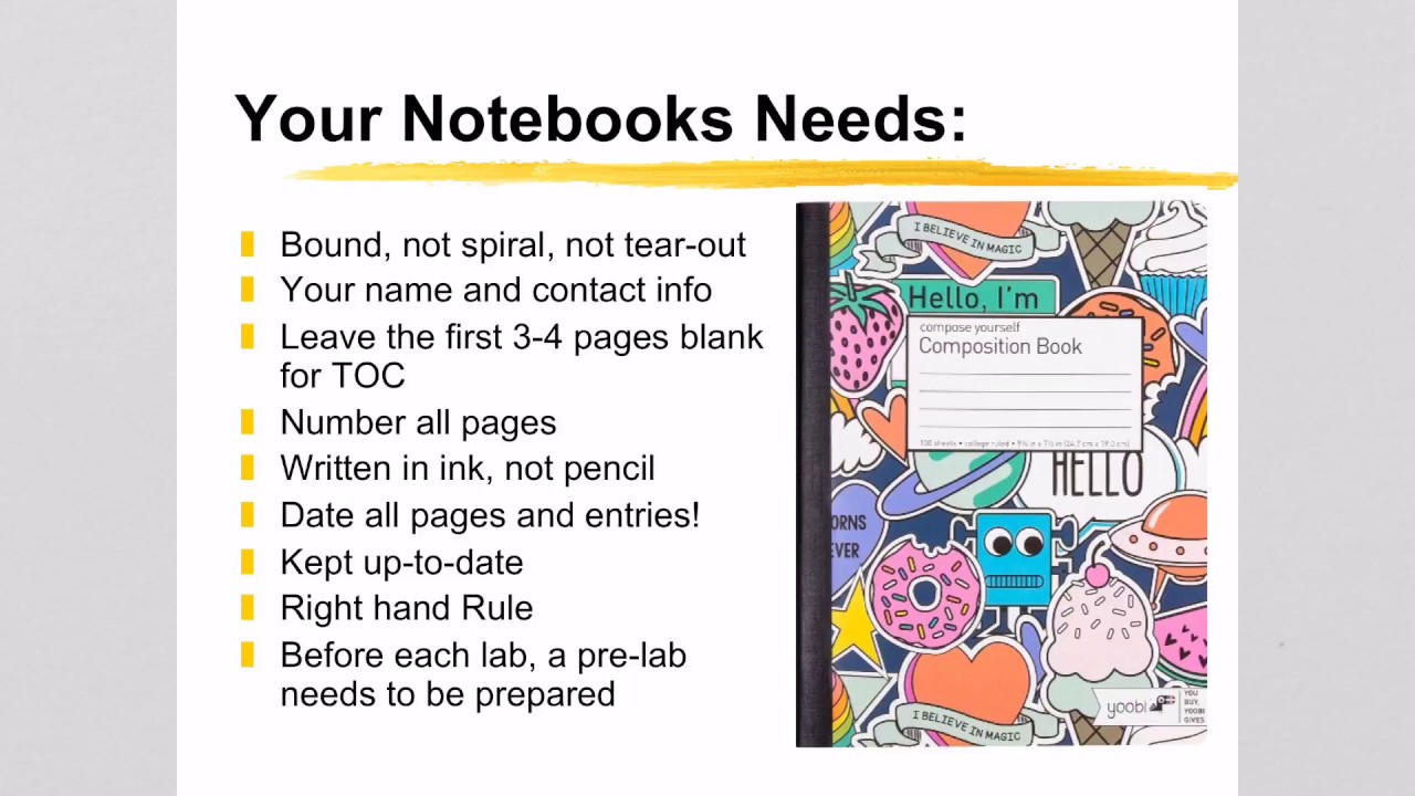 Keeping a lab notebook and writing a pre-lab