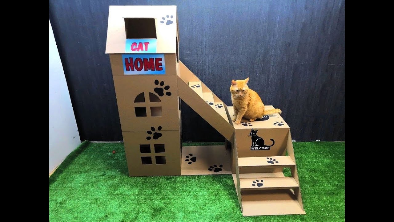 How to make a house for a cat out of cardboard