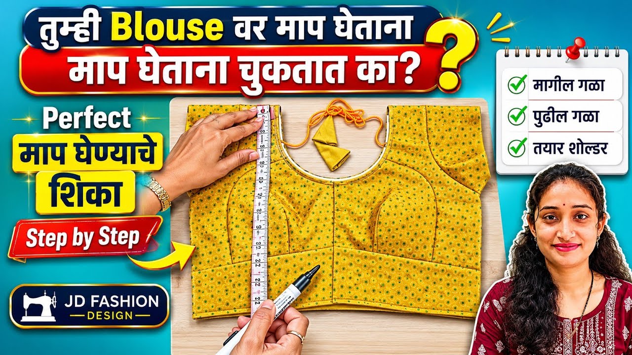 कटोरी ब्लाऊजवर ब्लाऊजचे माप कसे घ्यायचे? | Katori Blouse Measurements Step by Step