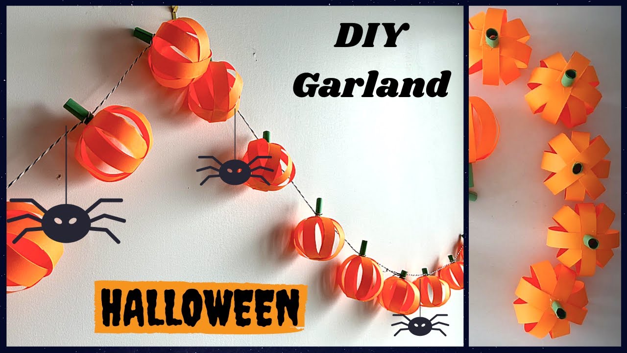 Handmade Paper Pumpkin Garland | DIY Halloween Decoration | Easy Halloween Craft Ideas