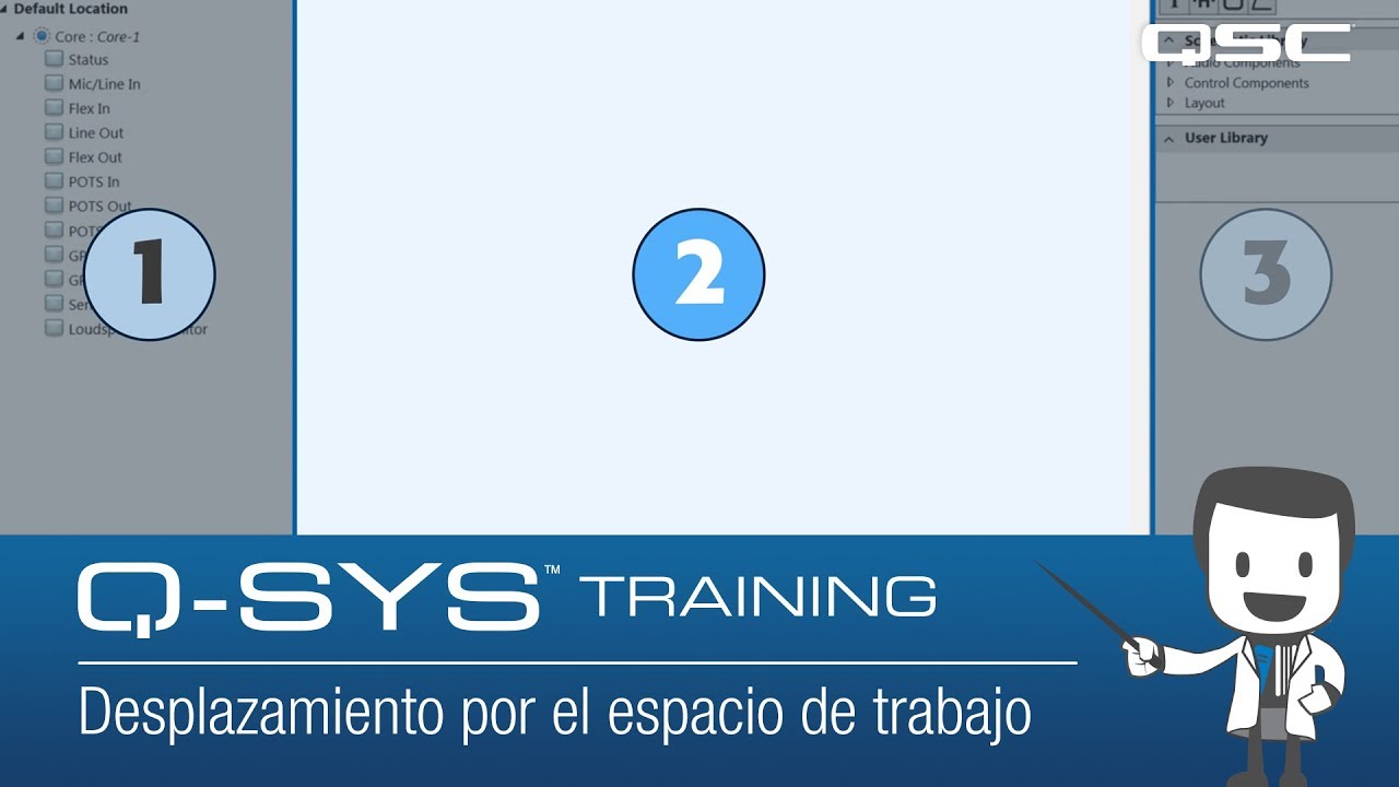Q-SYS SP: Descripción de Software Parte A: Desplazamiento por el espacio de trabajo
