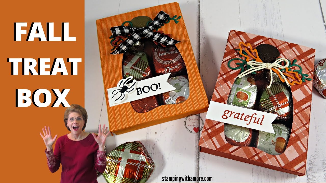 A Easy Fall Pumpkin Treat Box Tutorial with a Window so you can Peek at all the Sweet Treats Inside