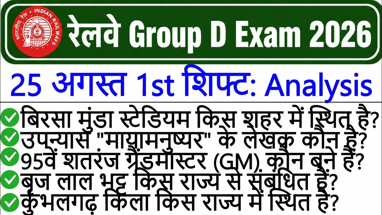 RRB Group D Analysis 2026 | RRB Group D 25 August 1st Shift Analysis | Group D Analysis Today