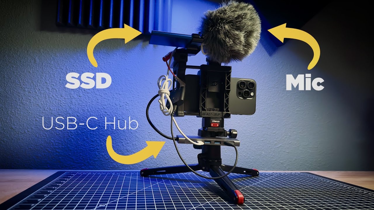 Записывайте видео и аудио на SSD-накопитель с помощью iPhone с разъемом USB-C.