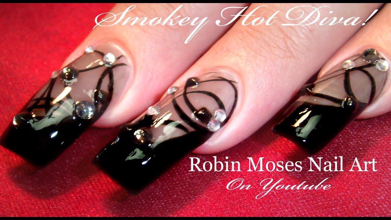 Sheer Black Nail Art | Fiercely Inexpensive Diva Nails Design Tutorial