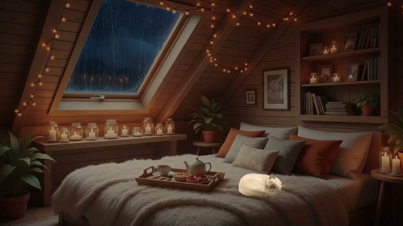 🌧️ Rainstorm Outside, Fireplace Inside | Cozy 4K Sleep Ambience