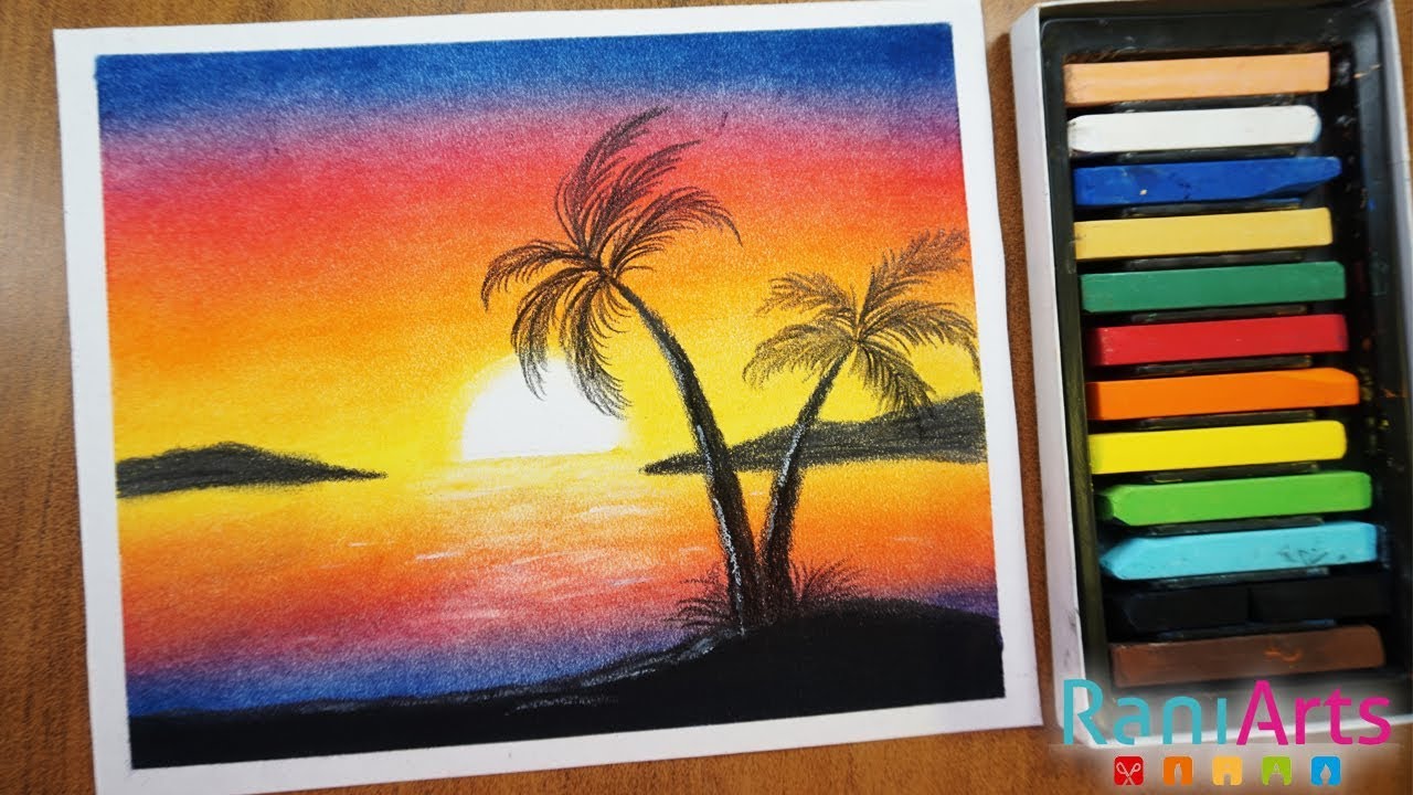 CÓMO DIBUJAR ATARDECER  CON TIZAS PASTEL! Nivel: Principiantes