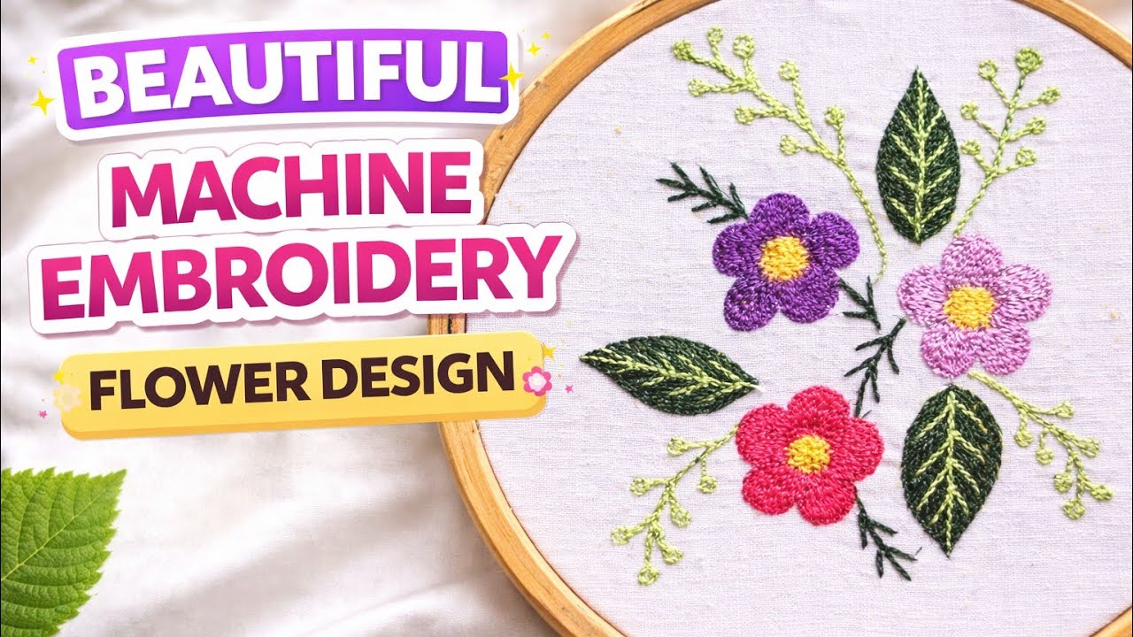 Beautiful machine  Embroidery Flower Design 🌸 | Easy Kadai Work | @EmbroCraftaStudio138 