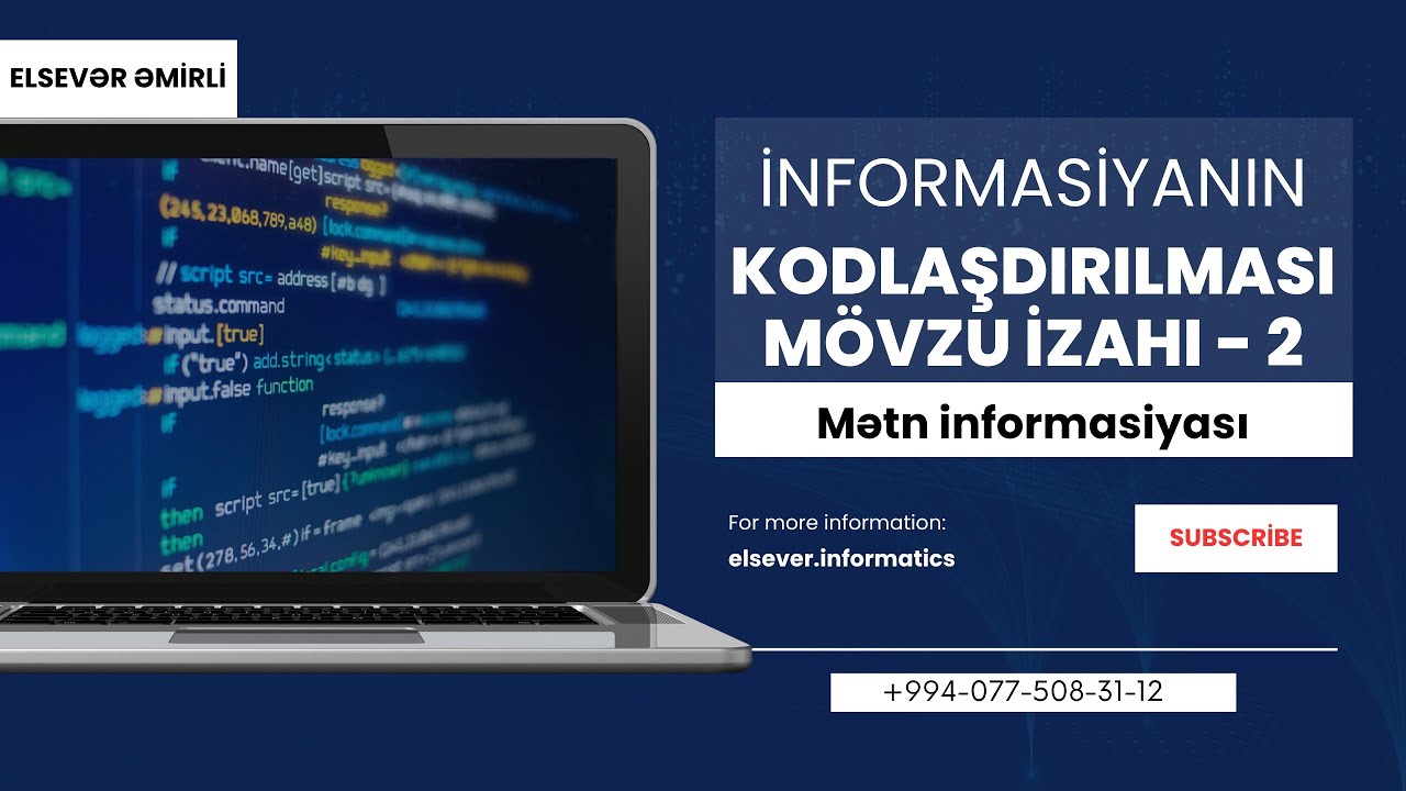 İNFORMATİKA MÖVZU İZAHI | İNFORMASİYANIN KODLAŞDIRILMASI 2  (Ascii, Unicode, Ölçü vahidləri)